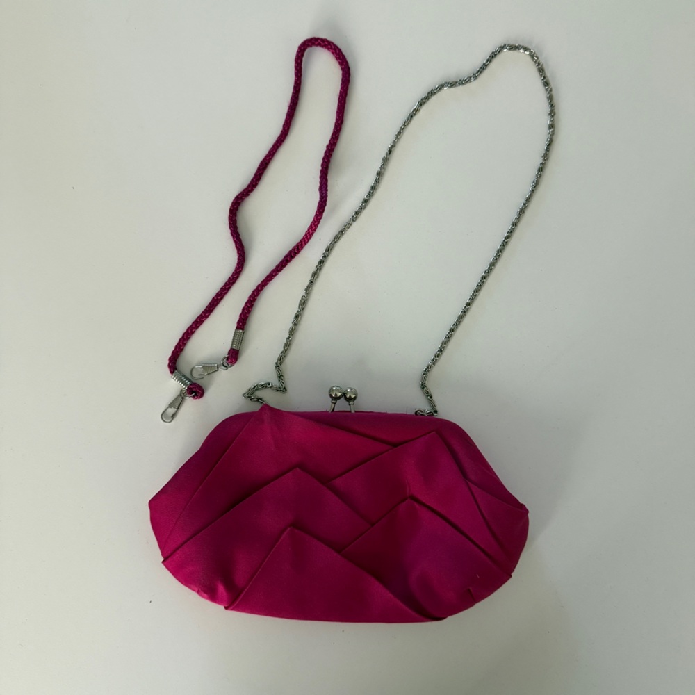 Fuchsia Evening Clutch with Chain Strap